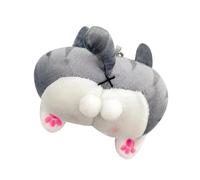 Haofy Llavero con Colgante de Muñeco de Peluche, Colgante de Bolsa de Animal de Peluche de Gato Gris con Relleno de Algodón PP, Tamaño Compacto de 9 X 10 Cm, Accesorio Lindo de Tela Suave para