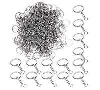 Haofy Llavero Redondo de Aleación de Zinc con Anillo Abierto, Bordes Lisos, con Cadena para Accesorios Colgantes de Llave, 25mm/1 Pulgada y 53mm/2,1 Pulgadas, 200 Uds.