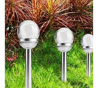Haofy Luces Solares de Estaca para Jardín Lámparas de Camino con Bola de Vidrio Crujido Punta de Acero Inoxidable IP65 Impermeable Auto del Atardecer Al Amanecer Tiempo de Ejecución de 8 a 10 Horas
