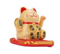 Haofy Lucky Cat Mini Tamaño con Energía Solar con Brazo Ondulado, Material Plástico para Decoración del Hogar, Escritorio de Oficina, Decoración del Automóvil, Idea de, área de Recepción (YELLOW)