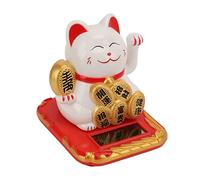 Haofy Lucky Cat Mini Tamaño con Energía Solar con Brazo Ondulado, Material Plástico para Decoración del Hogar, Escritorio de Oficina, Decoración del Automóvil, Idea de, área de Recepción (WHITE)