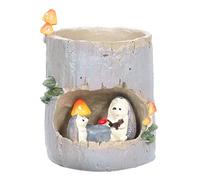 Haofy Maceta Suculenta con Tocón de Árbol, Maceta con Animales de Dibujos Animados, de Resina para Adorno de Escritorio de Oficina, Regalo Decorativo Divertido (GREY)