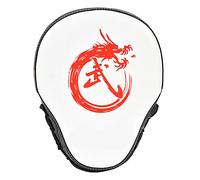 Haofy Manoplas de Boxeo Curvadas de Cuero PU, Almohadilla Objetivo para Entrenamiento Tailandés de Kickboxing, 28x19x3,5 Cm, Blanco y Negro