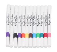 Haofy Marcadores de Pintura Acrílica de Primera Calidad, Juego de 12 Colores Vibrantes, Punta Doble para Detalles y Relleno, Tinta de Secado Rápido sobre Tela de Vidrio de Roca, Lona Metálica,