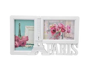 Haofy Marco de Fotos Doble de Plástico 4x6, Marco de Fotos Doble de la Torre Eiffel Marco de Fotos Decorativas Marco de Fotos de Apertura Vertical Y Horizontal Marcos de Mesa de Pared