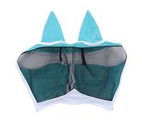Haofy Máscara de Mosca de Caballo de Mano de Obra Fina, Transpirable, Cómoda, Máscara Facial de Caballo con Orejas para Caballos (Blue)