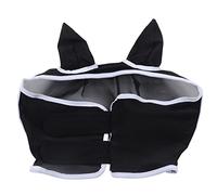 Haofy Máscara de Mosca de Caballo de Mano de Obra Fina, Transpirable, Cómoda, Máscara Facial de Caballo con Orejas para Caballos (Black)