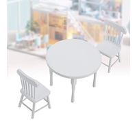 Haofy Mesa de Comedor de Madera en Miniatura 1:12, Juego Compacto de Muebles Blancos para Casa de Muñecas con Dos Sillas para Sala de Juegos para Niños y Actividades para Niños Pequeños (Juego de