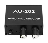 Haofy Mezclador Estéreo Amplificador de Señal de Audio Portátil 2 Entradas 2 Salidas Conector de 3,5 Mm Plug and Play Amplificador de Mezcla de Audio de Aleación de Aluminio para TV Teléfono Móvil