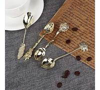 Haofy Mini Cuchara para té y café Vintage Saludable, Vajilla para Agitar Postres y Helados para Tienda de té con Leche, 4 Uds. (GOLD)
