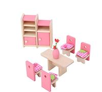 Haofy Mini Juego de Muebles para Casa de Muñecas 1:12, Accesorios de Madera para Cocina y Comedor para Niños, para Juegos de Simulación y Actividades de Bricolaje (Comedor)