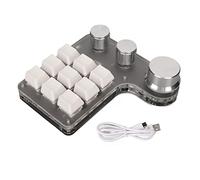 Haofy Mini Teclado, 9 Teclas Mini Teclado Personalizado Interruptor Programable Reemplazable 3 Botones para PC (Blanco)