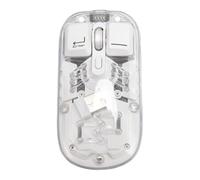 Haofy Modo Dual 2.4G BT5.0 Ratón Inalámbrico con Sensores Ajustables, Ratón RGB Transparente para Ambiente Personalizado en la Oficina (White)