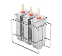 Haofy Molde para Helado de Cabeza Redonda de Acero Inoxidable para Niños, Juego de Moldes para Paletas a Prueba de Fugas con Estante Grueso para Helado Casero, 3 Moldes para Paletas Domésticas para