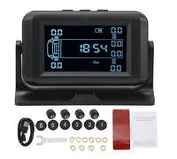Haofy Monitoreo de Presión de Neumáticos, Sistema Inalámbrico de Monitoreo de Presión de Neumáticos con 10 Sensores 15bar Carga Solar 4 Alarma TPMS para Autocaravana Camión