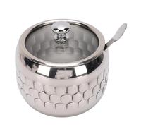 Haofy Olla de Condimento de Acero Inoxidable 304 con Tapa de Vidrio, Tarro Compacto para Sal, Azúcar, Apto para Lavavajillas, Recipiente de Almacenamiento de Cocina Pulido