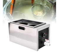 Haofy Olla de Pasta Eléctrica Comercial, Caldera de Fideos de Acero Inoxidable de 10 Litros con 2 Orificios y 2 Coladores, Temperatura Ajustable de 30 a 110 °C para Dumplings de (Enchufe europeo 220V)