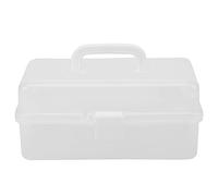 Haofy Organizador de Caja de Almacenamiento Plegable Transparente con Asa, Estuche de Plástico de Tres Capas para Medicamentos y Accesorios, Fácil Acceso y Ahorro de Espacio (Transparente)