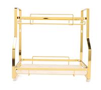 Haofy Organizador de Especias, Estable, Blanco y Dorado, Fácil de Limpiar, Estante de Almacenamiento para Baño Montado en la Pared, Gran Capacidad de Carga para Cocina (2 Niveles)