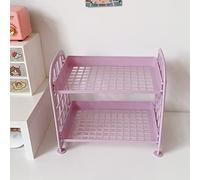 Haofy Organizador de Estante de Escritorio de 2 Capas, Material ABS, Soporte de Almacenamiento Apilable Plegable para Oficina y Organización del Hogar, Cosméticos y Papelería (Morado