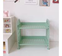 Haofy Organizador de Estante de Escritorio de 2 Capas, Material ABS, Soporte de Almacenamiento Apilable Plegable para Oficina y Organización del Hogar, Cosméticos y Papelería (Verde