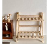 Haofy Organizador de Estante de Escritorio, Estante de Almacenamiento de Escritorio Plegable de Madera, Estantería de 2 Niveles para Oficina, Estudio, Cocina, Dormitorio