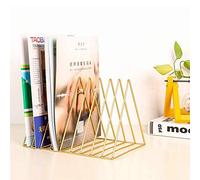 Haofy Organizador de Estantería de Escritorio Triangular de Hierro y Metal para Libros, Revistas, Archivos en el Hogar, Oficina, Estudio, Respetuoso con el Medio Ambiente y Duradero (Gold)