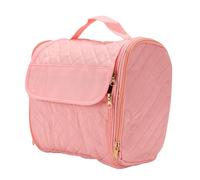 Haofy Organizador de Maquillaje de Viaje, 25,5x21,5x25 Cm Rosa | Estuche Colgante, Cierre de Cremallera Doble, Gancho Giratorio de 360°, Bolsillos de PVC Transparente para Cepillos,