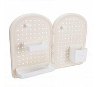 Haofy Organizador de Pared con Tablero Perforado, Organizador de Escritorio de Esquina de Plástico con Caja de Almacenamiento y 2 Ganchos Adhesivos, Uso en Pared o Escritorio, Estante Perforado para
