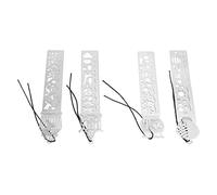 Haofy Paquete de 4 Reglas de Plantilla de Metal, Plantillas de Dibujo de Acero Inoxidable, Diseño Hueco Creativo para Manualidades, álbumes de Recortes y Aprendizaje