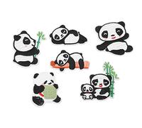 Haofy Parche Bordado de Panda, 6 Piezas con Detalles Finos para Textura y Estilo, Apliques Termoadhesivos para Chaquetas, Suéteres, Bolsos, Arte de Bricolaje, Manualidades, Reparación de Ropa,