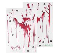 Haofy Pegatinas de Pared con Huellas de Manos en Sangre, Juego de 4 Decoración Aterradora de Halloween para Fiesta Zombie, Fácil de Quitar, PVC, 30x45 Cm
