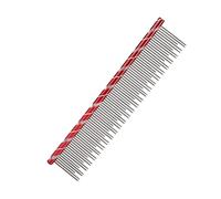 Haofy Peine para el Cuidado de Mascotas, Dientes de Doble Cara de Acero Inoxidable, Ergonómico para Perros y Gatos (Rojo)