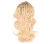 Haofy Peluca ondulada de 68 cm para mujer, rubia, estilo degradado, pelo sintético con división central, color dorado degradado, para fiestas, disfraces, Halloween