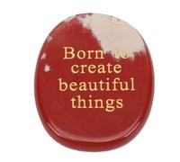 Haofy Piedra de Preocupación Grabada Nacido para Crear Cosas Hermosas Piedra Roja Inspiradora Portátil para Aliviar el Estrés Ansiedad Bolsillo Regalo de Atención Plena
