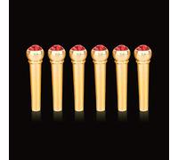 Haofy Pins Elegantes del Puente de Guitarra de Latón con Decoración de Vidrio de Cristal, Tono Mejorado, Set de 6 Piezas (rojo)