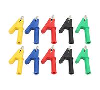 Haofy Pinza de Cocodrilo Aislada 10A, Abrazadera de Prueba de Latón Duradera para Probador de Voltaje, Clips Jack Portátiles Multicolores de 4 Mm para Prueba de Batería de Automóvil, Paquete de 10