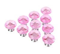 Haofy Pomos de Cristal para Cajón y Gabinete, 10 unidades Tiradores para Muebles, Perilla del Cajón del Gabinete, 30mm, Rosa, Diseño de Diamante