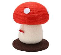 Haofy Post de Rasguño de Gatos de Hongos, Rasguño Lindo Premium con Pequeños Accesorios de Hongos para Gatos Interiores, Almohadilla de con Devanado de Sisal, 13.4x11.0in, a Juego Rojo y