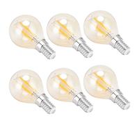 Haofy Precise G45 LED Bombilla de Filamento Dorado 2700K 4W E14 Base Vintage Glass Clear Bombilla para Lámparas de Araña de Cristal, 6PCS