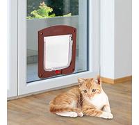 Haofy Puerta Cuadrada para Mascotas de PP con Interruptor Controlable, Puerta Abatible Impermeable para Perros y Gatos, Ideal para Uso en Interiores, Color café, Adecuada para Mascotas de Menos de