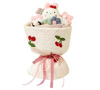 Haofy Ramo de Peluche con Cadena de Luces LED, Lindo Ramo de Animales de Peluche de Dibujos Animados con Colores Brillantes para Cumpleaños, Día de San Valentín, y Decoración del (Conejito Blanco)