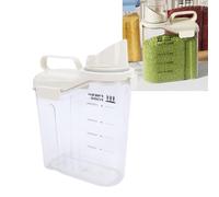 Haofy Recipiente Hermético para Almacenamiento de Arroz con Pico Vertedor y Taza Medidora para Cereales, Granos, Harina, Frijoles, Alimentos, Dispensador de Cereales, Embudo de (Blanco Lechoso 2300ml)