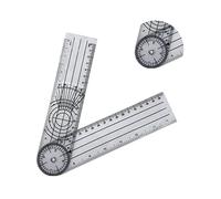 Haofy Regla de ángulo de Diseño Plegable y Flexible Transparente, Protractor de Medición de 360 Grados para Oficina Escolar, Uso Multipropósito con Pulgadas y Medición de CM, Material de PVC