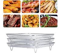 Haofy Rejilla para Freidora de Aire Compatible con Foodi 8L 304, Rejilla Deshidratadora Apilable de Acero Inoxidable, 3 Niveles, 7,87x7,87x3,54 Pulgadas, Aumenta el Espacio (Cuadrado 20 cm * 20 cm *
