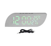 Haofy Reloj Digital con Espejo LED Moderno con Pantalla de Temperatura y Humedad para Dormitorio, Escritorio, Oficina, Luz Verde, Brillo Ajustable, Alarma Triple, Función de Repetición
