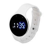 Haofy Reloj Digital para Niños, Correa de Silicona Antiarañazos, Reloj Electrónico LED, Espejo de Resina, para Estudiantes/Salir con Pila de Botón Incluido, WHITE, correa