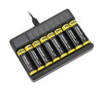 Haofy SEIVI Cargador de Batería de Ocho Ranuras Pantalla LCD USB Eficiente para Baterías AA AAA Ni-MH Diseño Compacto de 2800 MAh
