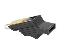 Haofy Silbato de Árbitro de Alta Frecuencia, Silbato de Concurso Profesional, Sonido Fuerte para Entrenadores Deportivos, Percha de Nylon Ajustable, Resina ABS, 1 Unidad (Color Negro Dorado)