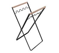 Haofy Soporte para Bolsa de Basura de Hierro para Exteriores, Soporte Resistente para Bolsa de Basura para Acampar, para Jardín y Acampada, Madera de Caucho de Hierro, 18,3x13,2x9,6 Pulgadas (BLACK)